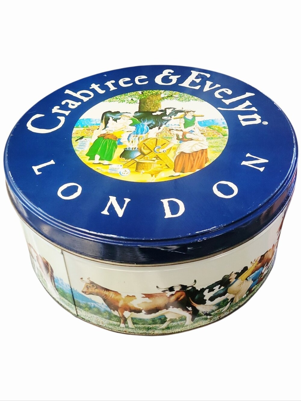 Vintage Crabtree & Evelyn Milk Maid Collectors Round Tin